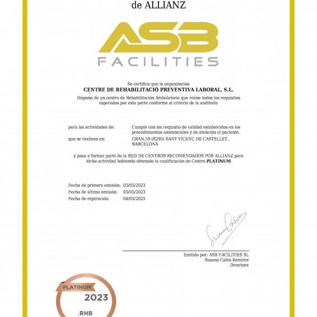 Certificado PLATINUM ALLIANZ